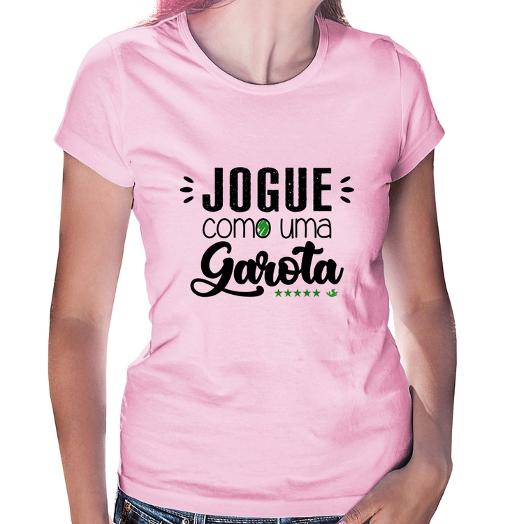 Baby Look Jogue como uma garota - Rosa Bebê