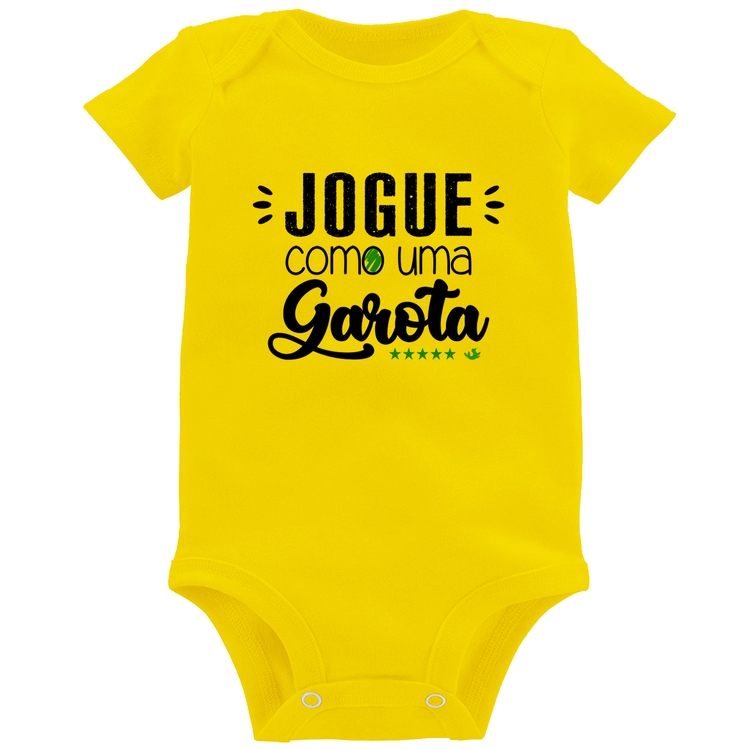 Body Bebê Jogue como uma garota - Amarelo