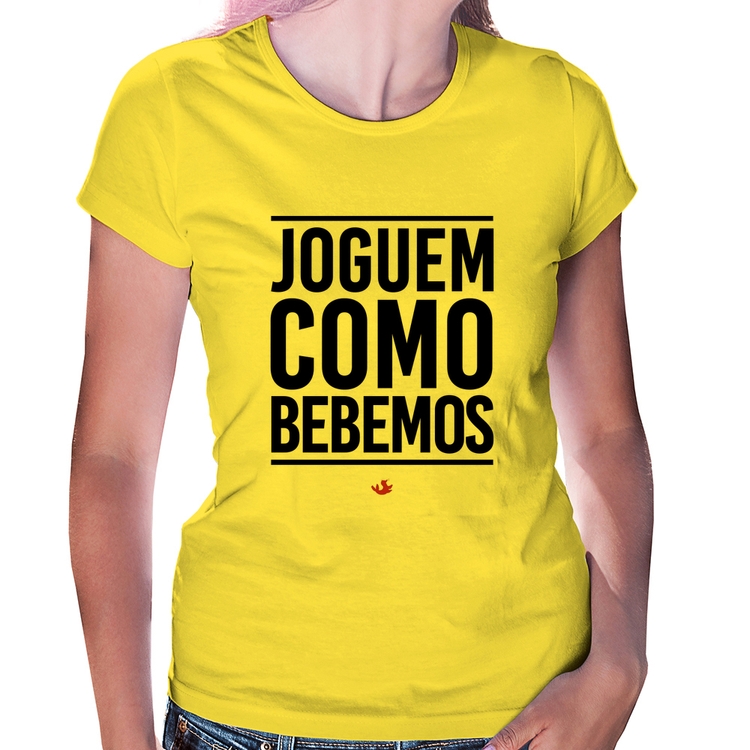 Baby Look Joguem como bebemos - Amarela