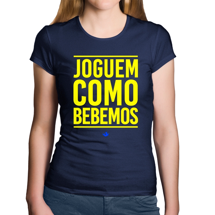 Baby Look Algodão Joguem como bebemos (Copa do Mundo - Seleção Brasileira) - Marinho