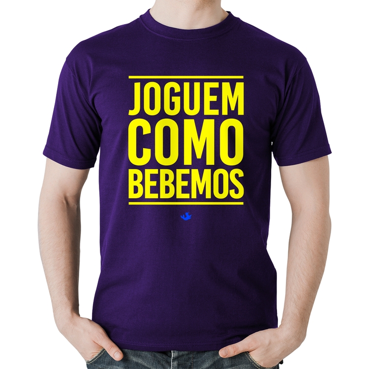 Camiseta Algodão Joguem como bebemos (Copa do Mundo - Seleção Brasileira) - Roxa