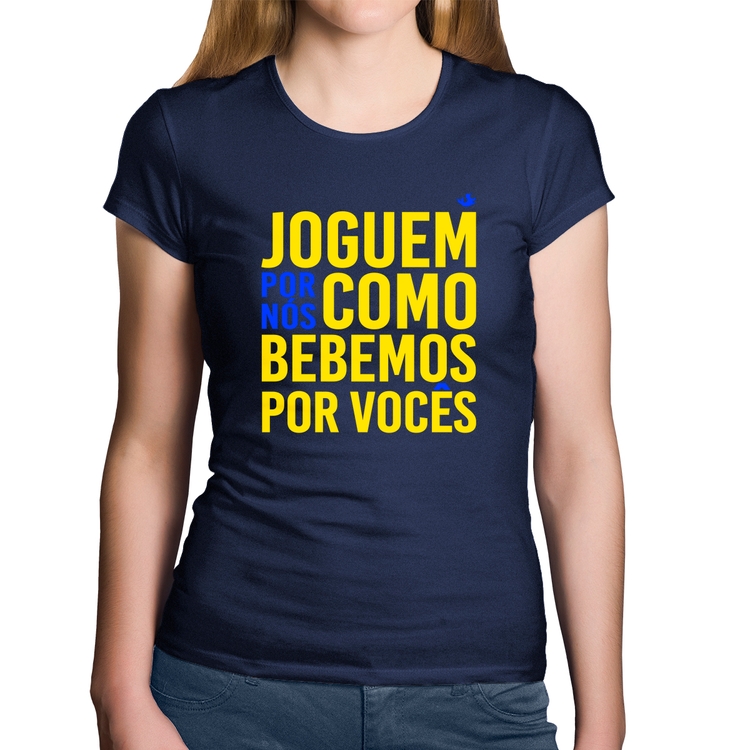 Baby Look Algodão Joguem por nós como bebemos por vocês (Copa do Mundo - Seleção Brasileira) - Marinho
