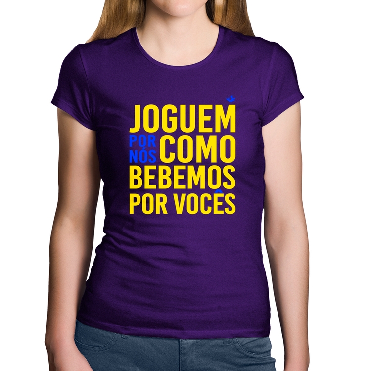 Baby Look Algodão Joguem por nós como bebemos por vocês (Copa do Mundo - Seleção Brasileira) - Roxa