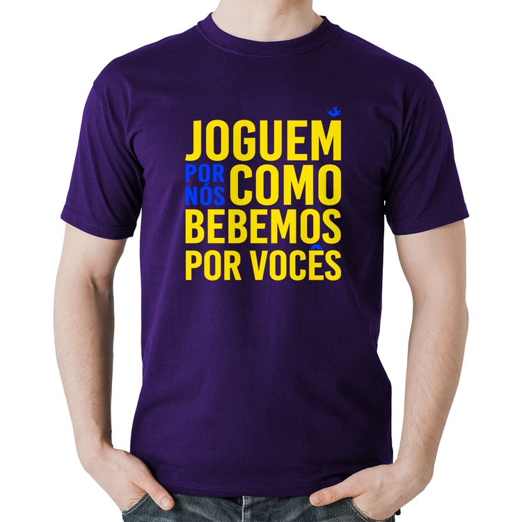 Camiseta Algodão Joguem por nós como bebemos por vocês (Copa do Mundo - Seleção Brasileira) - Roxa