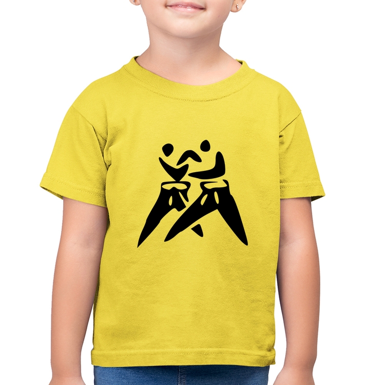 Camiseta Algodão Infantil Judô Jiu Jitsu - Amarelo Canário