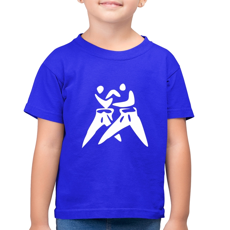 Camiseta Algodão Infantil Judô Jiu Jitsu - Azul Royal