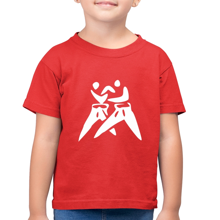 Camiseta Algodão Infantil Judô Jiu Jitsu - Vermelha