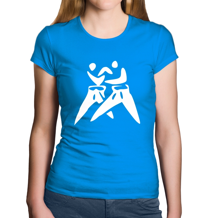 Baby Look Algodão Judô Jiu Jitsu - Azul