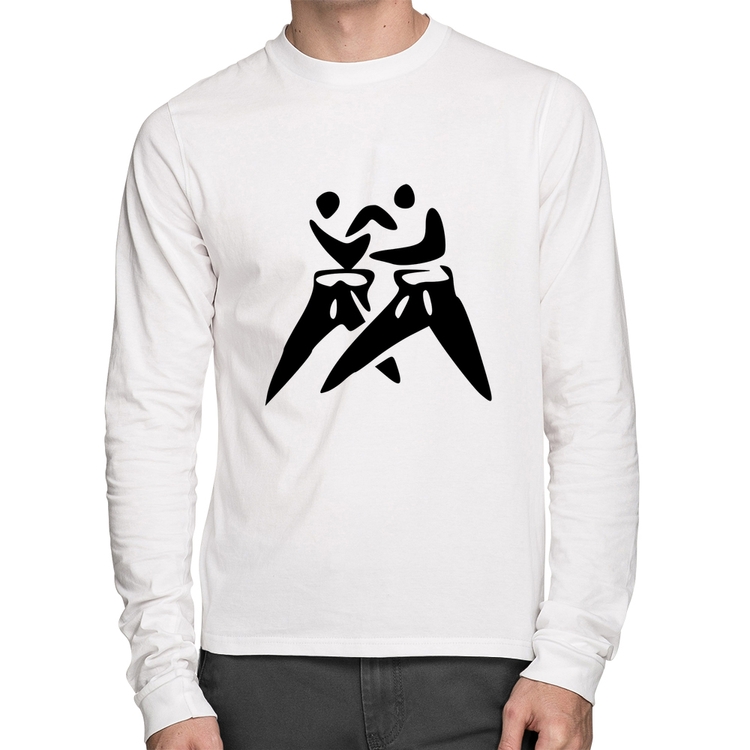 Camiseta Algodão Judô Jiu Jitsu Manga Longa - Branca