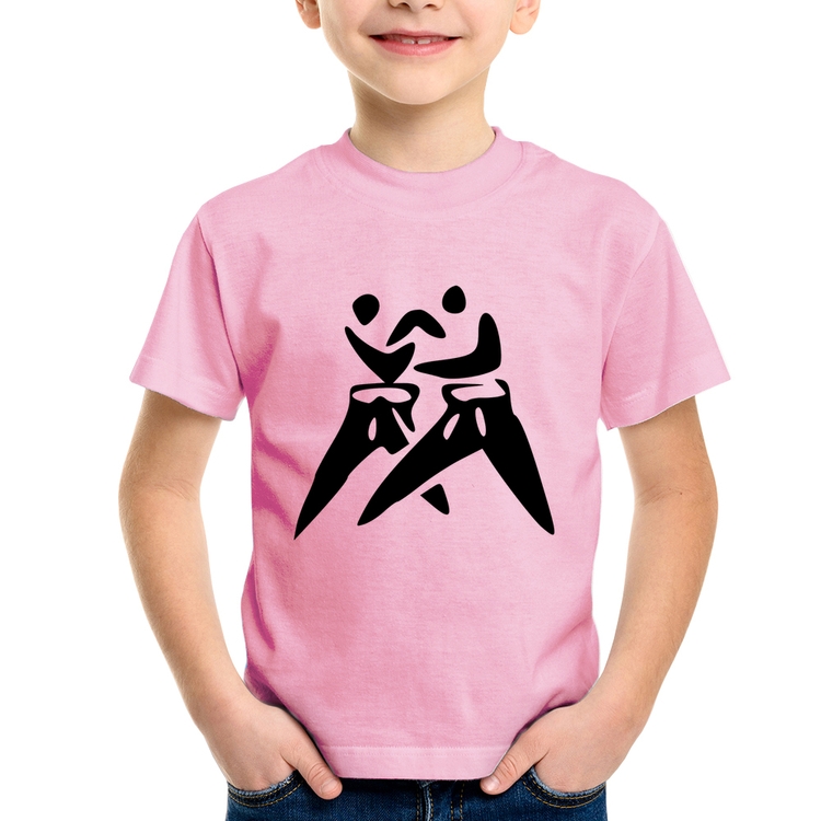 Camiseta Infantil Judô Jiu Jitsu - Rosa Bebê