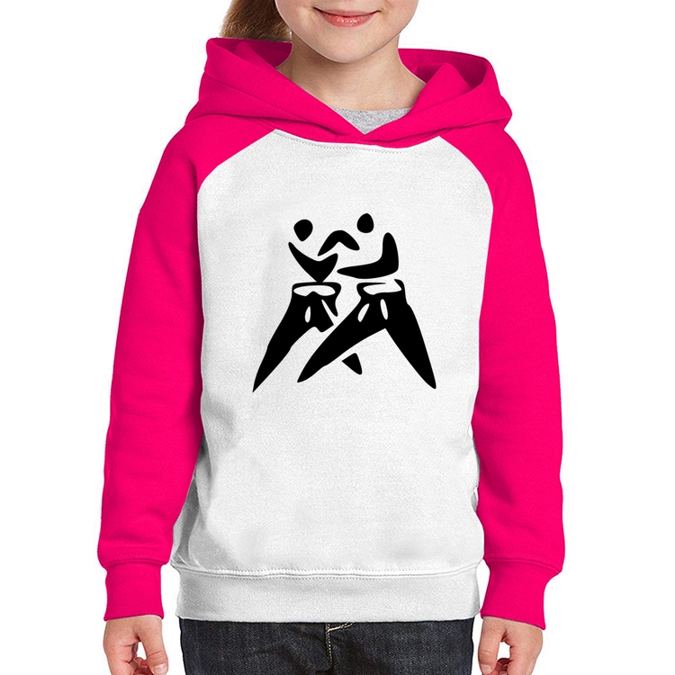Moletom Infantil Judô Jiu Jitsu - Branco/Rosa