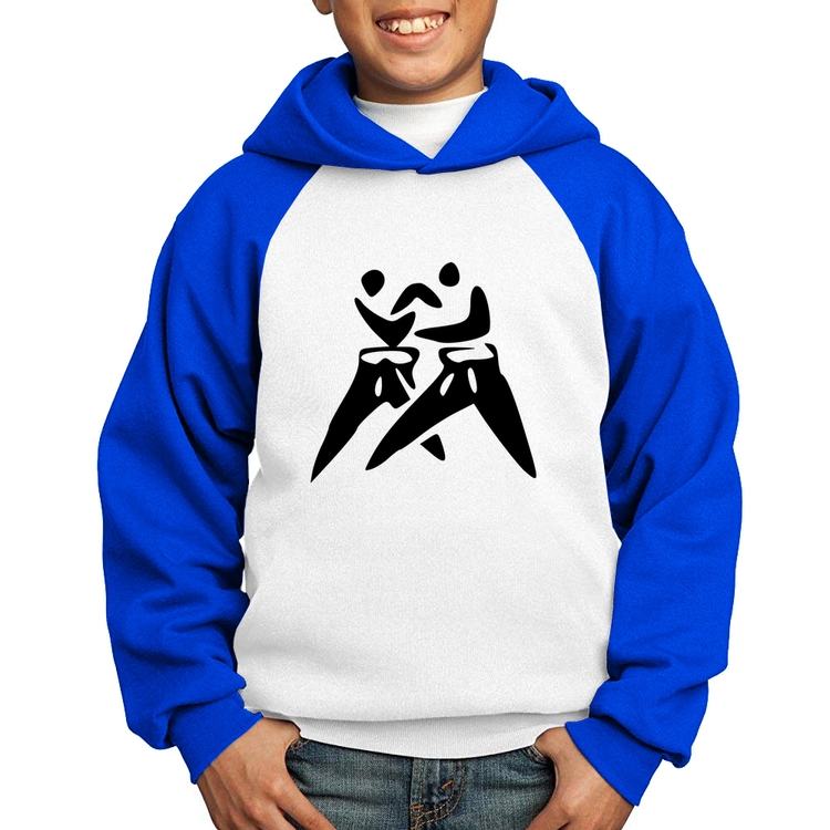 Moletom Infantil Judô Jiu Jitsu - Branco/Azul