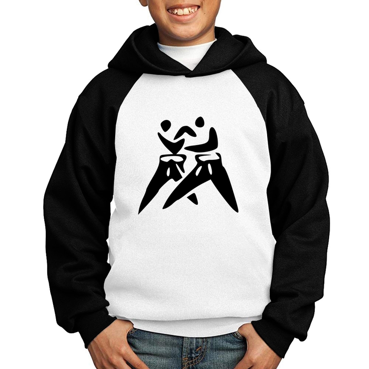 Moletom Infantil Judô Jiu Jitsu - Branco/Preto