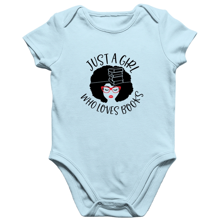 Body Bebê Algodão Just a girl who loves books - Azul Bebê