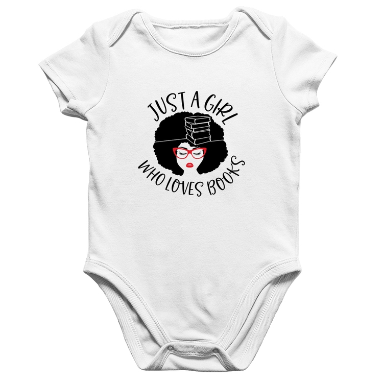 Body Bebê Algodão Just a girl who loves books - Branco