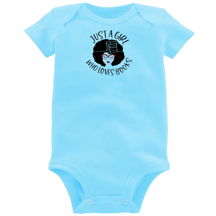 Body Bebê Just a girl who loves books - Azul Bebê