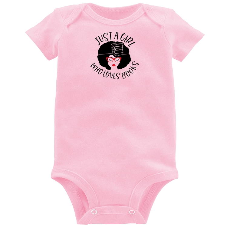 Body Bebê Just a girl who loves books - Rosa Bebê