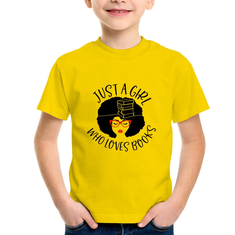 Camiseta Infantil Just a girl who loves books - Amarela