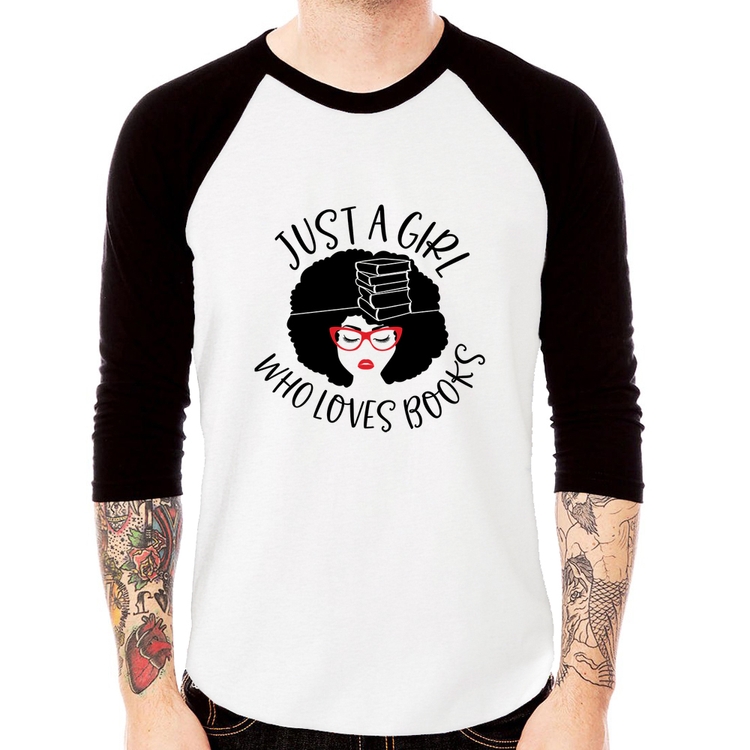 Camiseta Raglan Just a girl who loves books Manga 3/4