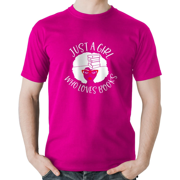 Camiseta Algodão Just a girl who loves books - Rosa