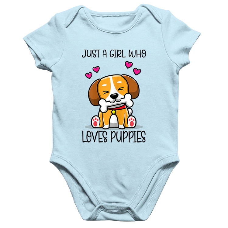 Body Bebê Algodão Just A Girl Who Loves Puppies - Azul Bebê