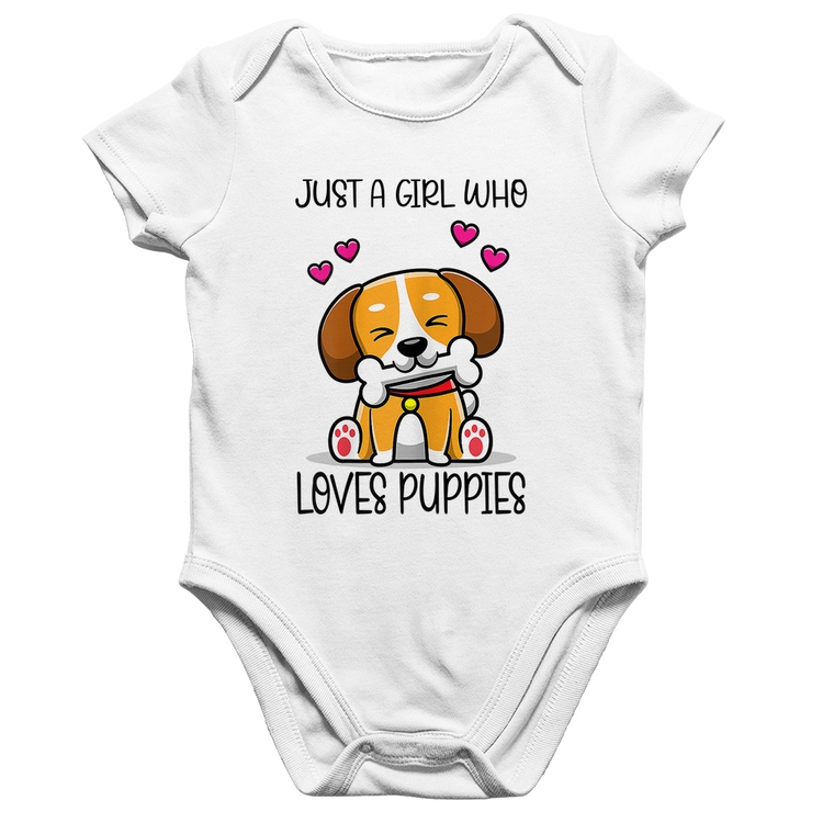 Body Bebê Algodão Just A Girl Who Loves Puppies - Branco