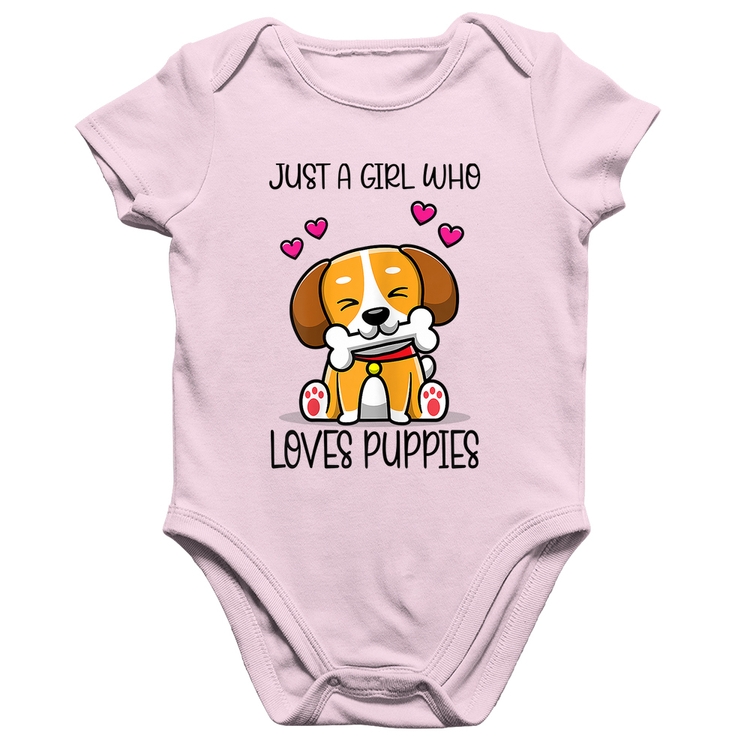 Body Bebê Algodão Just A Girl Who Loves Puppies - Rosa Bebê