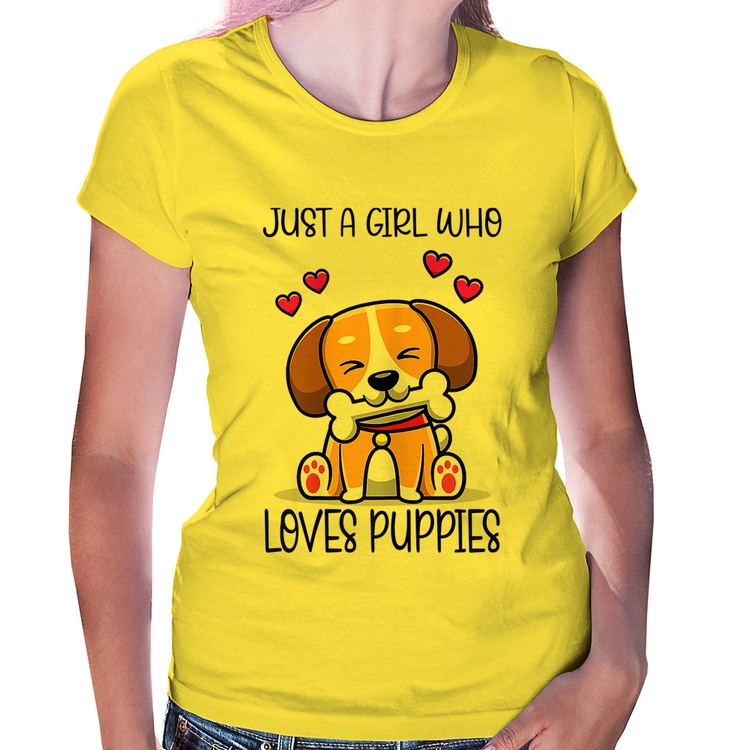 Baby Look Just A Girl Who Loves Puppies - Amarela