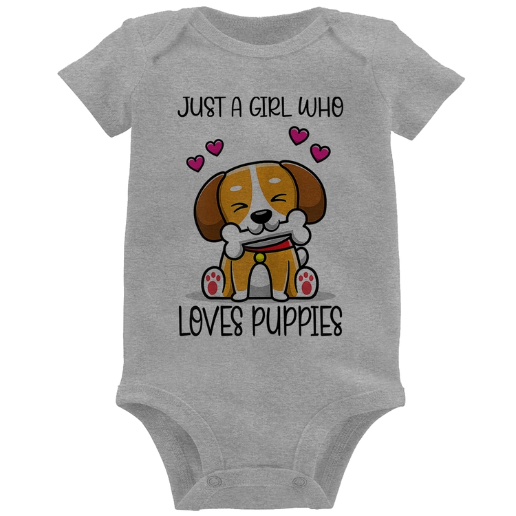 Body Bebê Just A Girl Who Loves Puppies - Cinza