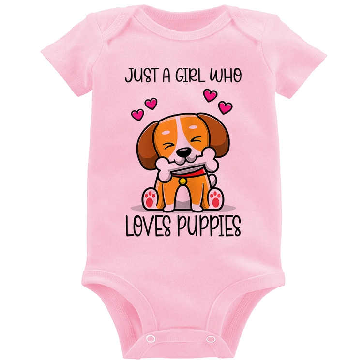 Body Bebê Just A Girl Who Loves Puppies - Rosa Bebê