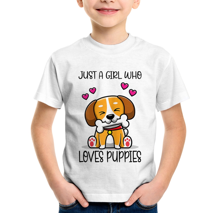 Camiseta Infantil Just A Girl Who Loves Puppies