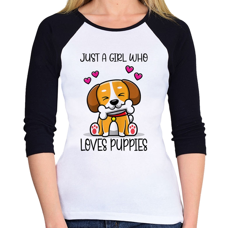 Baby Look Raglan Just A Girl Who Loves Puppies Manga 3/4