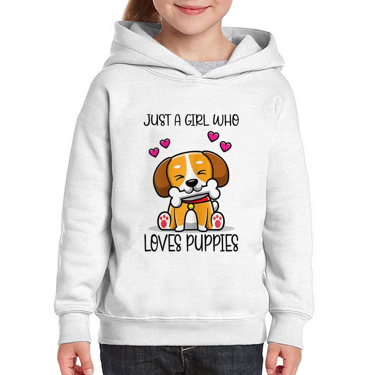 Moletom Infantil Just A Girl Who Loves Puppies