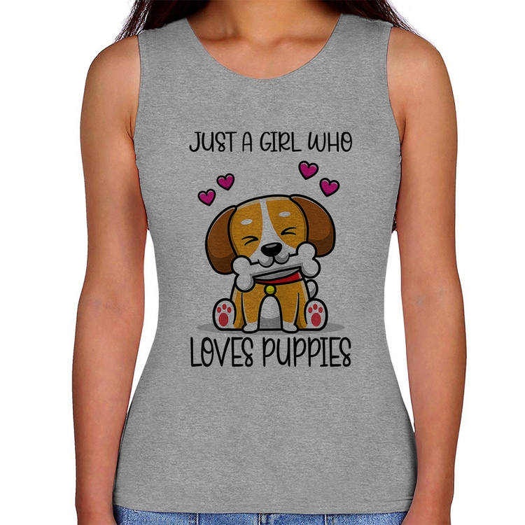 Regata Feminina Just A Girl Who Loves Puppies - Cinza
