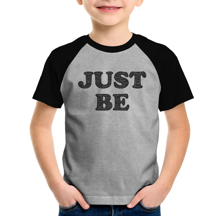 Camiseta Raglan Infantil Just Be - Cinza/Preto