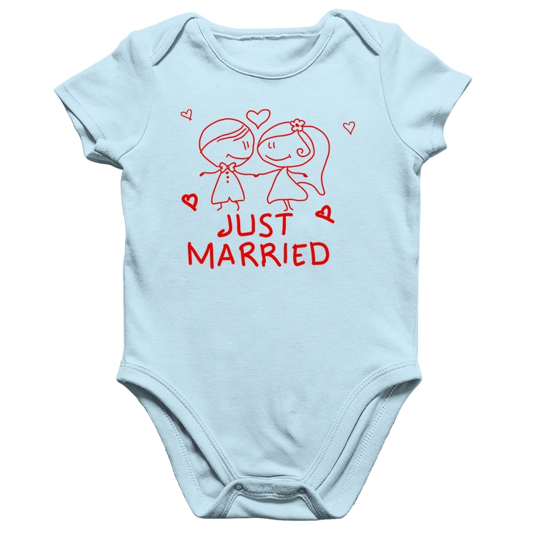 Body Bebê Algodão Just Married - Azul Bebê