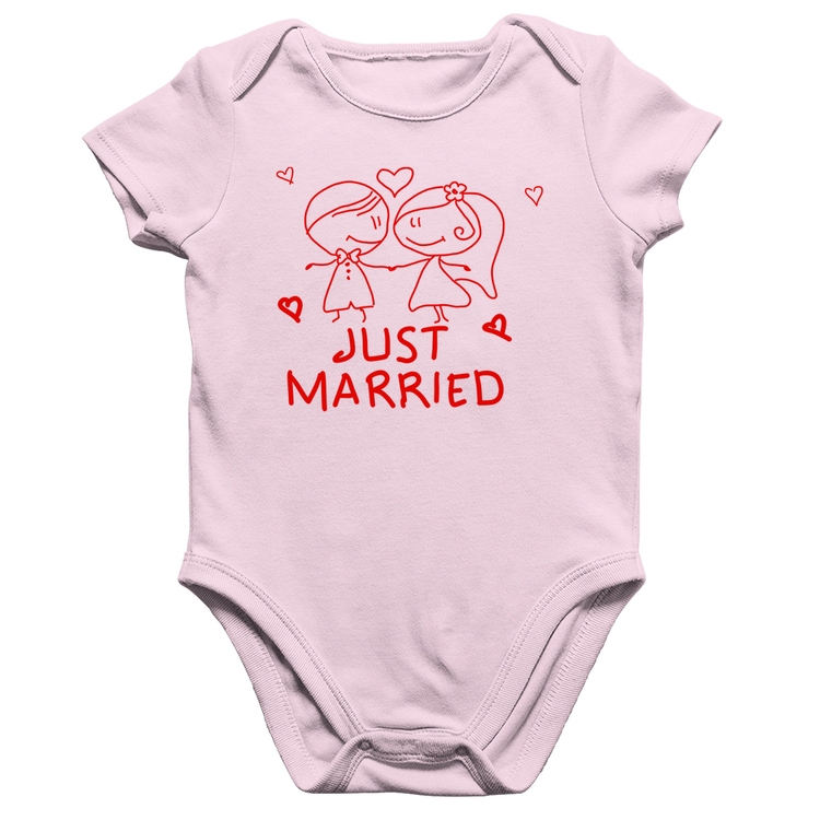 Body Bebê Algodão Just Married - Rosa Bebê