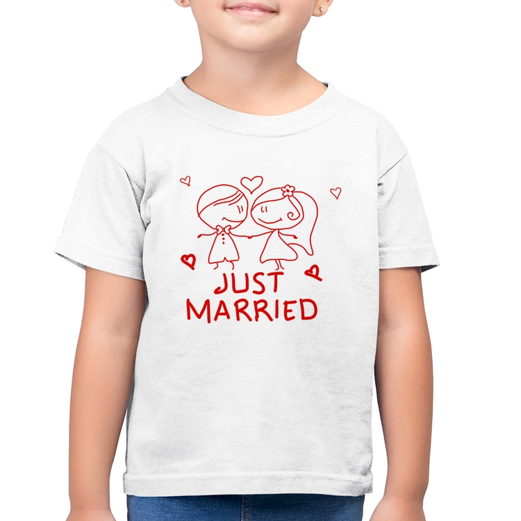 Camiseta Algodão Infantil Just Married - Branca