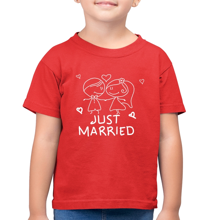 Camiseta Algodão Infantil Just Married - Vermelha