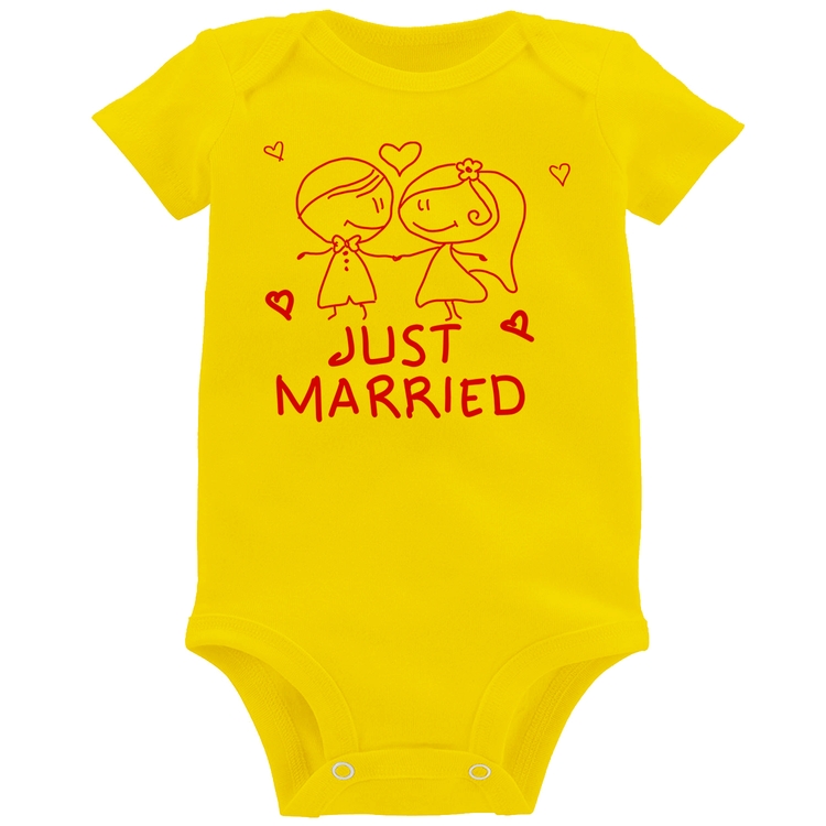 Body Bebê Just Married - Amarelo