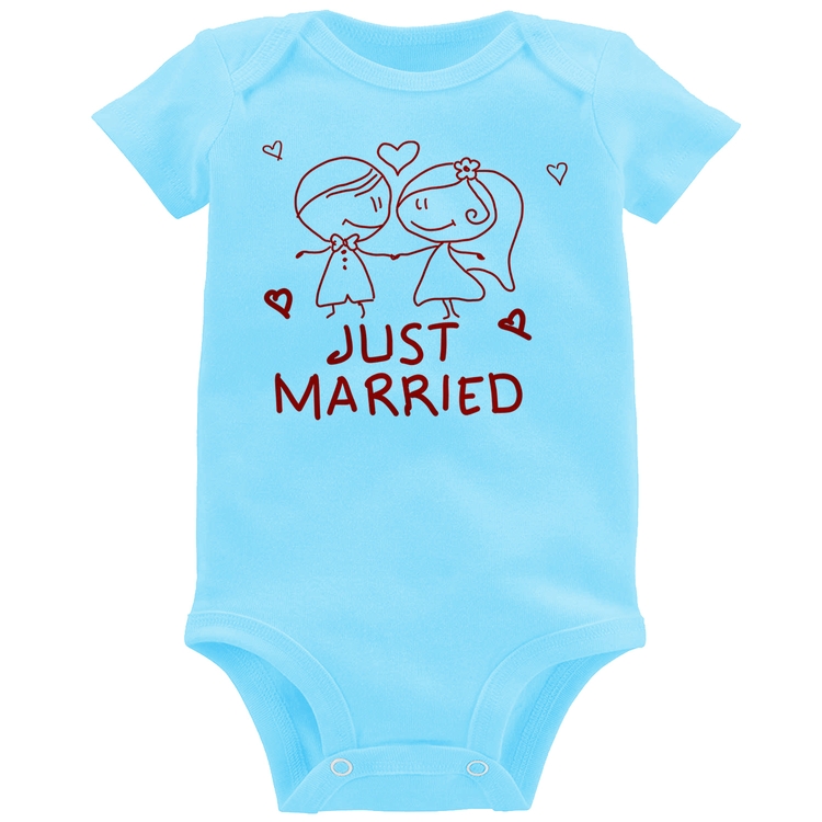 Body Bebê Just Married - Azul Bebê