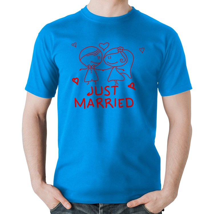 Camiseta Algodão Just Married - Azul