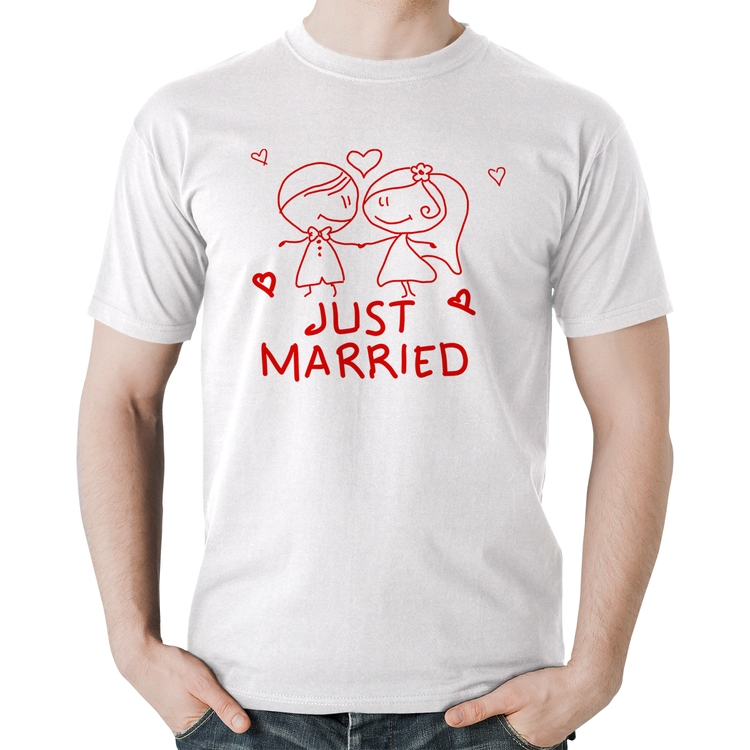 Camiseta Algodão Just Married - Branca