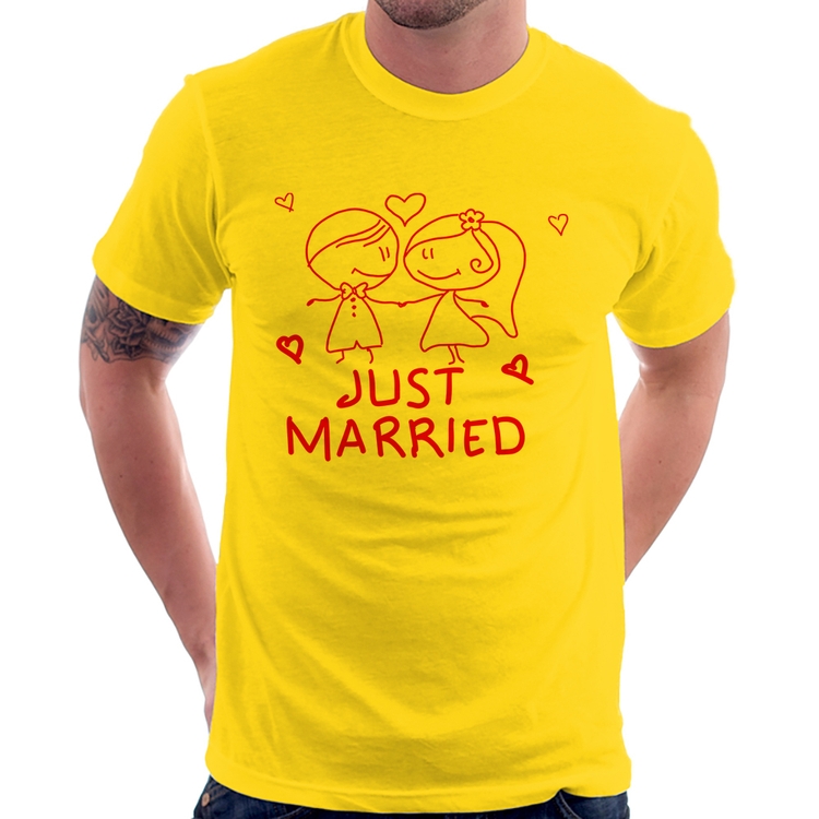Camiseta Just Married - Amarela