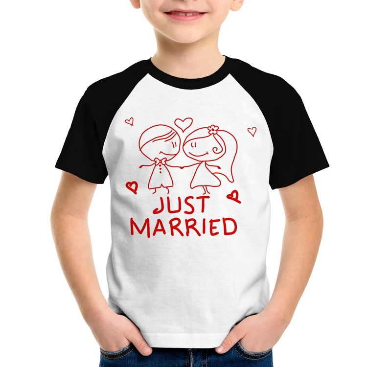 Camiseta Raglan Infantil Just Married