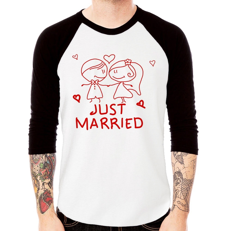 Camiseta Raglan Just Married Manga 3/4