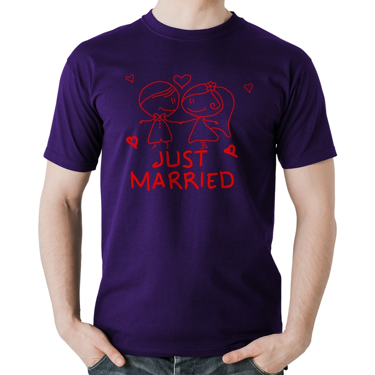 Camiseta Algodão Just Married - Roxa