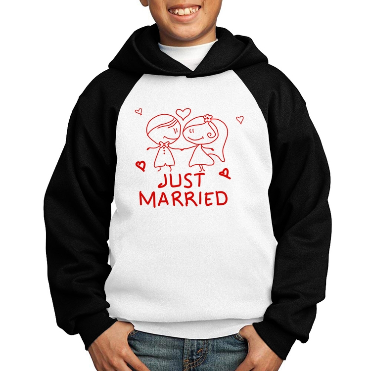 Moletom Infantil Just Married - Branco/Preto