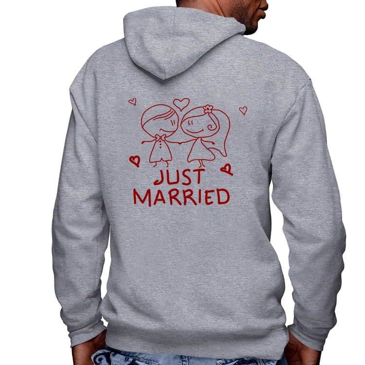 Blusa Moletom Just Married Masculina com Capuz e Zíper - Mescla