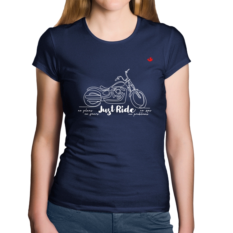 Baby Look Algodão Just Ride - Marinho